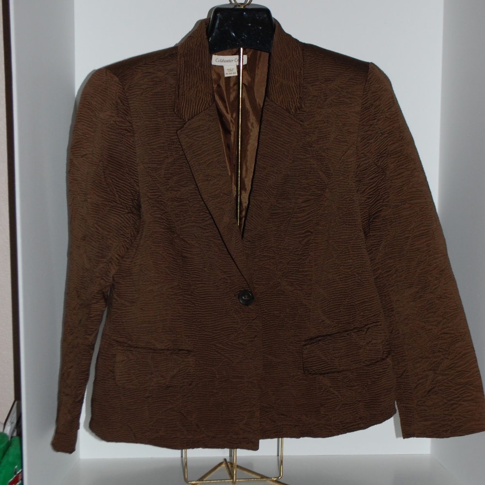 Coldwater Creek Brown crinkle One Button Blazer